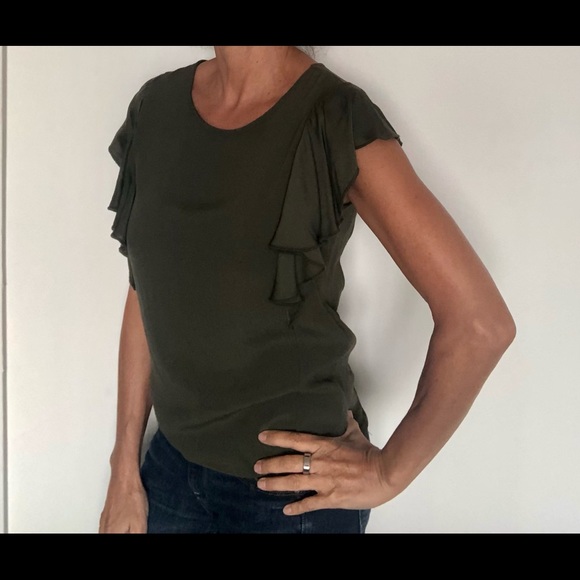 Tween, top ruffles in green S, made in Italy - Picture 2 of 5